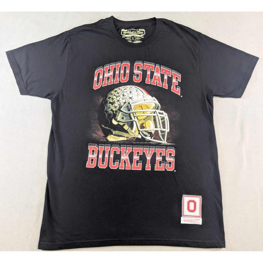 Ohio State Buckeyes Shirt Mens Large Black Mitchell Ness Football Retro 90s OSU